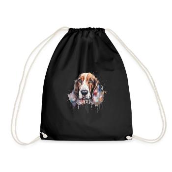 Basset Hound - Drawstring Bag - black - Front