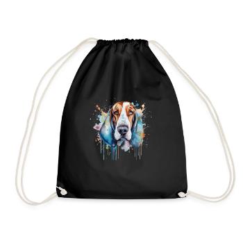Basset Hound - Drawstring Bag - black - Front
