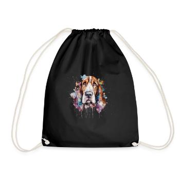 Basset Hound - Drawstring Bag - black - Front