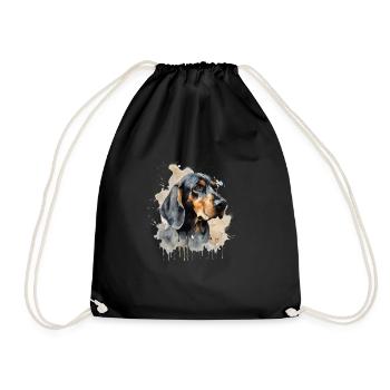Black and Tan Coonhound - Drawstring Bag - black - Front