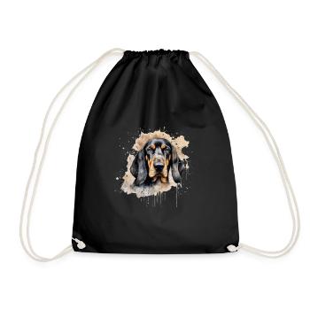 Black and Tan Coonhound - Drawstring Bag - black - Front