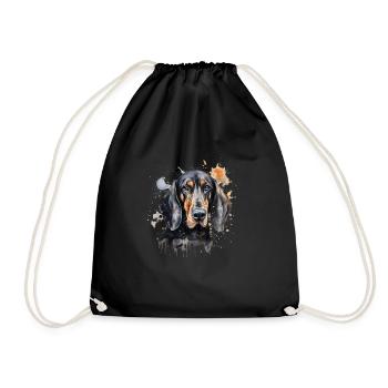 Black and Tan Coonhound - Drawstring Bag - black - Front