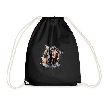 Black and Tan Coonhound - Drawstring Bag - black - Front
