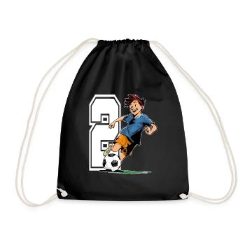Football Birthday - 2 year old boy - 2. - Drawstring Bag - black - Front