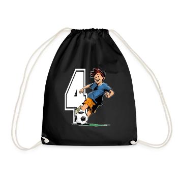 Football Birthday - 4 years old Boy - 4. - Drawstring Bag - black - Front