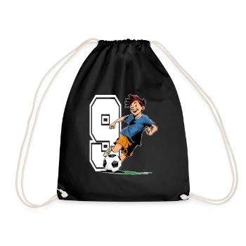 Football Birthday - 9 years old boy - 9. - Drawstring Bag - black - Front