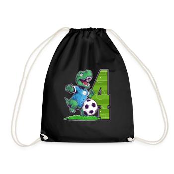 Dinosaure de football - garçon de 4 ans - 4. - Sac de sport léger - noir - Devant