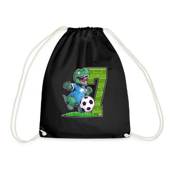Soccer Dinosaur - 7 year old boy - 7. - Drawstring Bag - black - Front