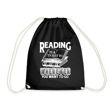 Reading Is Ticket To Wherever You Want To Go - Drawstring Bag - black - Front