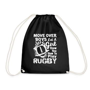 Rugby Let A Girl Show You How To Play Rugby - Drawstring Bag - black - Front