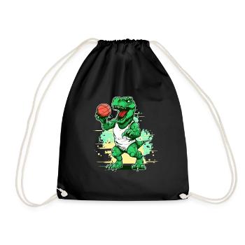 Basketball Dino - Kinder Dinosaurier - Turnbeutel - Schwarz - Vorne