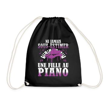 Pianiste Piano Fille Piano - Sac de sport léger - noir - Devant