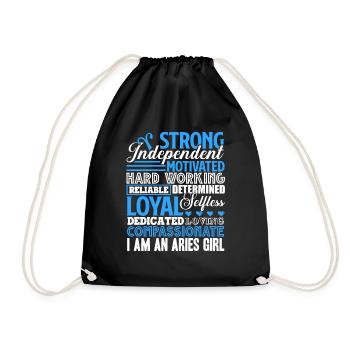 Aries I'm A Strong Aries Girl - Drawstring Bag - black - Front