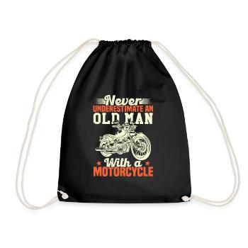 Never underestimate an old man with a motorcycle - Drawstring Bag - black - Front