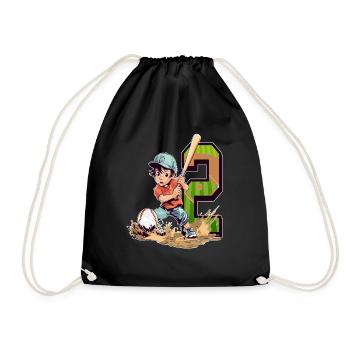 Anniversaire de baseball - garçon de 2 ans - 2. - Sac de sport léger - noir - Devant