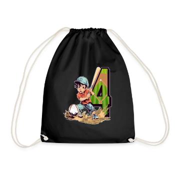 Anniversaire de baseball - 4 ans Garçon - 4. - Sac de sport léger - noir - Devant