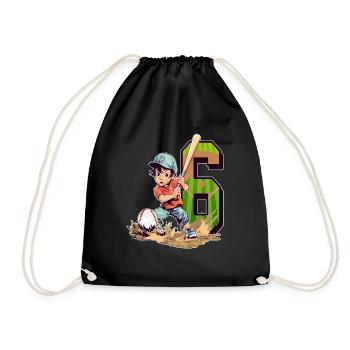 Anniversaire de baseball - 6 ans Garçon - 6. - Sac de sport léger - noir - Devant