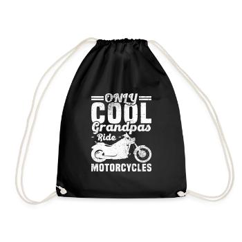 Only cool grandpa's ride motorcycle - Drawstring Bag - black - Front