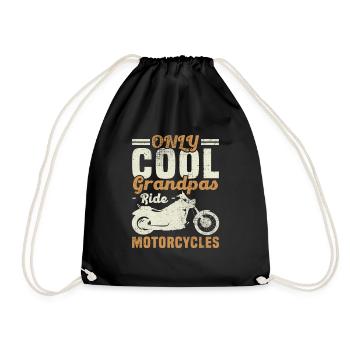 Only cool grandpa's ride motorcycle - Drawstring Bag - black - Front