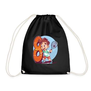 Tennis Player Birthday - 8 Years Old Boy - - Drawstring Bag - black - Front