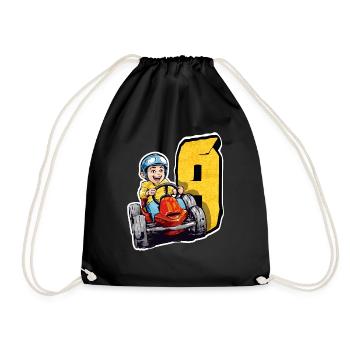 I'm 9 Gokart Kid - Kart Racing - Drawstring Bag - black - Front