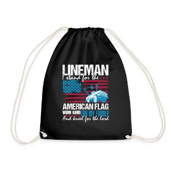 Lineman Lineman I Work Hard For Family - Drawstring Bag - black - Front
