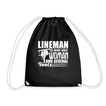 Lineman Lineman Loves One Woman And Several Tools - Drawstring Bag - black - Front