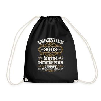 Jahrgang 2003 Legende Geburtsjahr 2003 Geschenk - Turnbeutel - Schwarz - Vorne