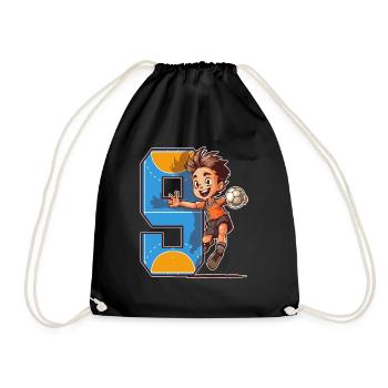 Handball Birthday - 9 years old boy - 9. - Drawstring Bag - black - Front