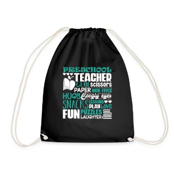 Preschool Teacher Preschool Teacher Fun Love - Drawstring Bag - black - Front