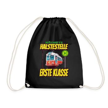 Nächste Haltestelle Erste Klasse - Kids - Turnbeutel - Schwarz - Vorne