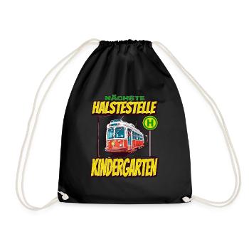 Nächste Haltestelle Kindergarten - Kids - Turnbeutel - Schwarz - Vorne