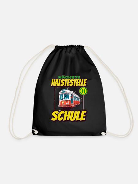 Nächste Haltestelle Grundschule - Kids Straßenbahn - Turnbeutel - Schwarz
