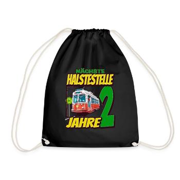 Ich Bin 2 Straßenbahnen - Straßenbahn - Turnbeutel - Schwarz - Vorne