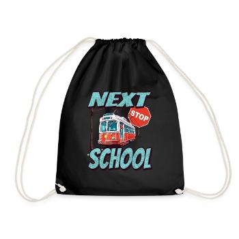 Nearest stop: Schule - Kids Straßenbahn - Drawstring Bag - black - Front