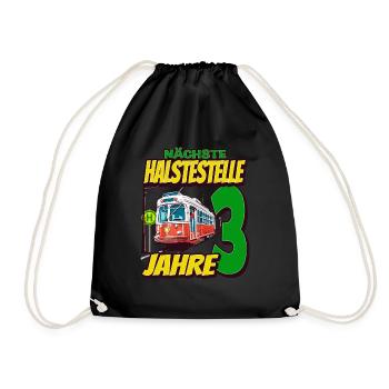 Ich Bin 3 Straßenbahnen - Straßenbahn - Turnbeutel - Schwarz - Vorne