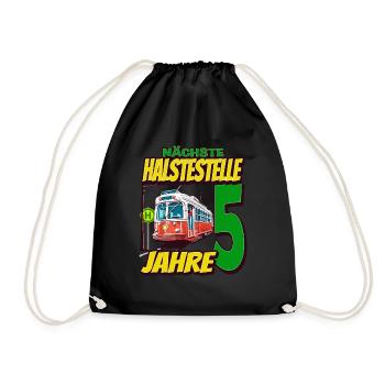 Ich Bin 5 Straßenbahnen - Straßenbahn - Turnbeutel - Schwarz - Vorne