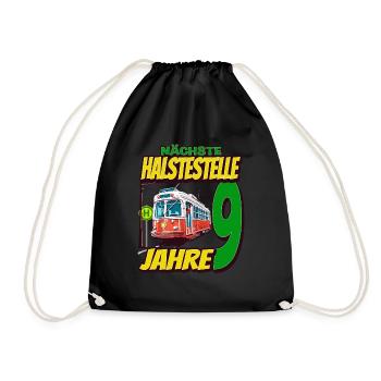 Ich Bin 9 Straßenbahnen - Straßenbahn - Turnbeutel - Schwarz - Vorne