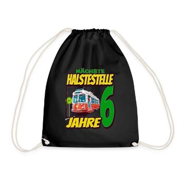 Ich Bin 6 Straßenbahnen - Straßenbahn - Turnbeutel - Schwarz - Vorne