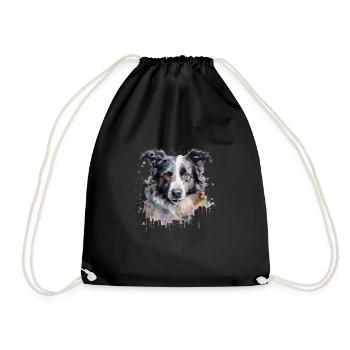 Border Collie - Turnbeutel - Schwarz - Vorne
