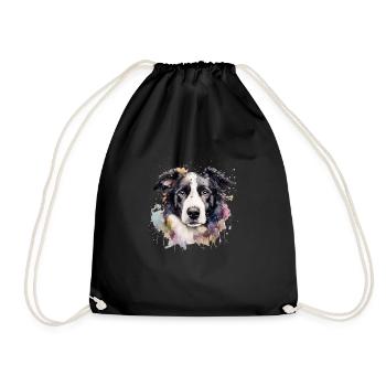 Border Collie - Drawstring Bag - black - Front