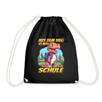 Aus dem Weg! Ich muss in die Schule - Dino T-Rex - Turnbeutel - Schwarz - Vorne
