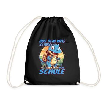 Aus dem Weg Ich muss in die Schule - Dinosaurier - Turnbeutel - Schwarz - Vorne