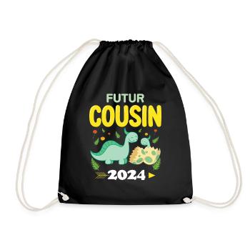 Future cousin 2024 I will be cousin pregnancy - Drawstring Bag - black - Front