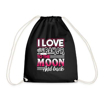 Baker I Love My Baker To The Moon And Back - Drawstring Bag - black - Front