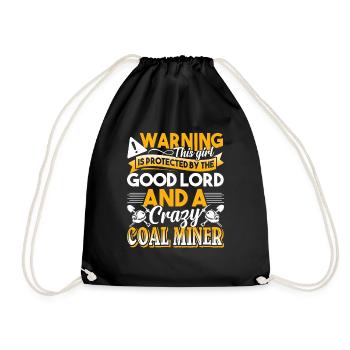 Coal Miner Protected By Coal Miner - Drawstring Bag - black - Front