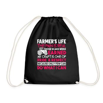 Farmer Farmer's Life The Pain Is Real - Drawstring Bag - black - Front