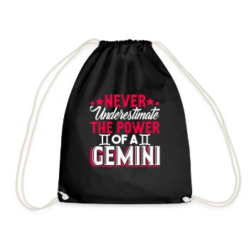 Gemini Never Underestimate The Power Of A Gemini - Drawstring Bag - black - Front
