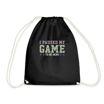 Ich habe mein Spiel pausiert, um hier zu sein Retro-Gamer-Geschenk - Turnbeutel - Schwarz - Vorne