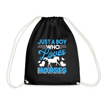 Horse Just a Boy Who Loves Horses - Drawstring Bag - black - Front